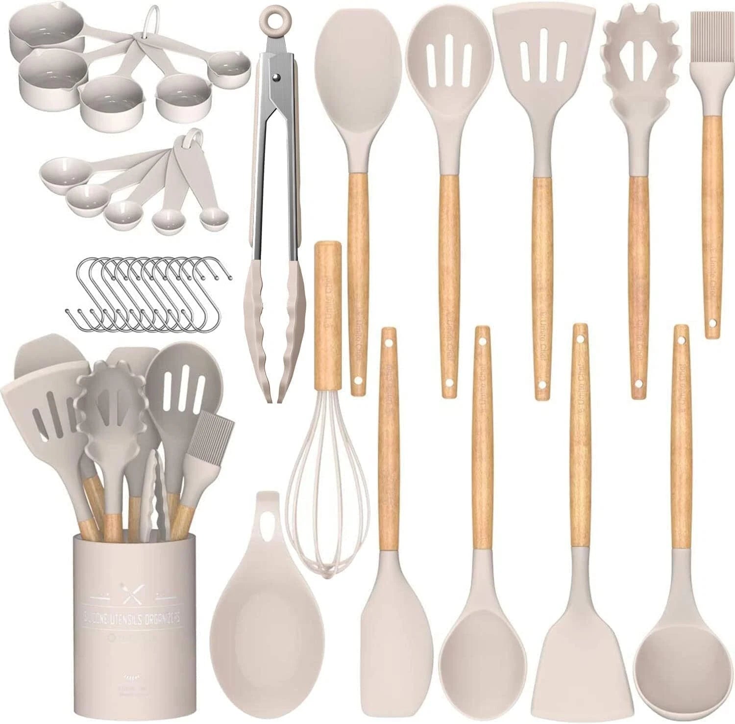 Kitchen Cooking Utensils Set, 33 pcs Non-Stick Silicone Cooking Kitchen Utensils 07FC0E-D4 - KOEEK