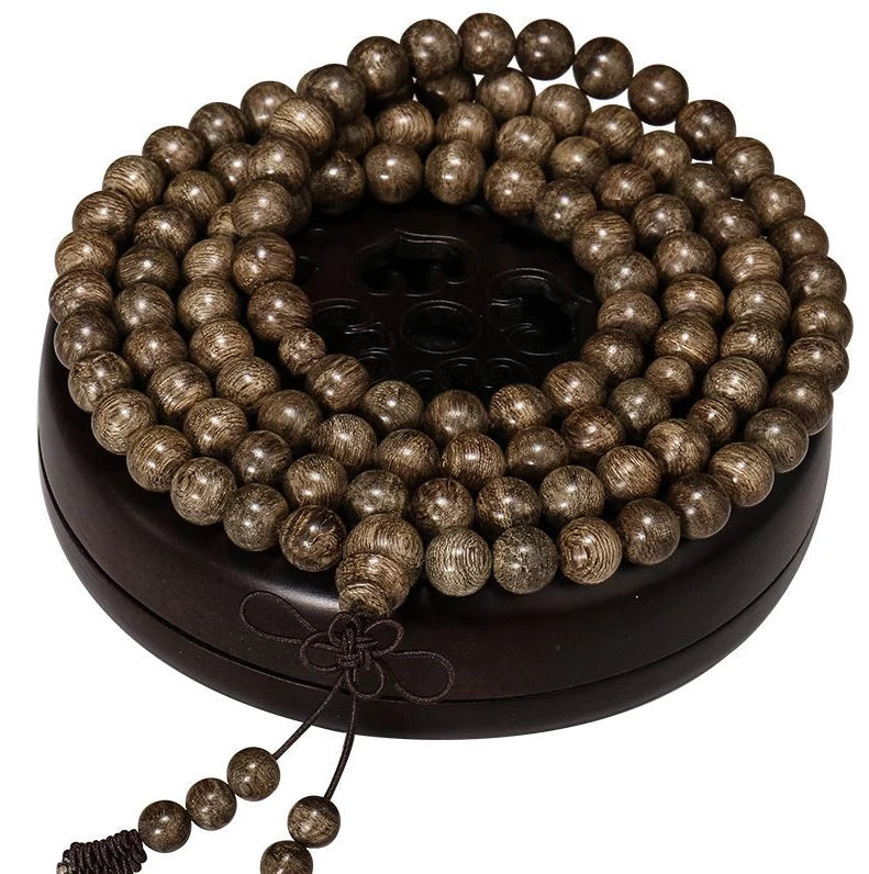 Natural Vietnam Agarwood Prayer 108 Beads Bless Bracelet Man Woman Accessories 07FC0E-D4 - KOEEK