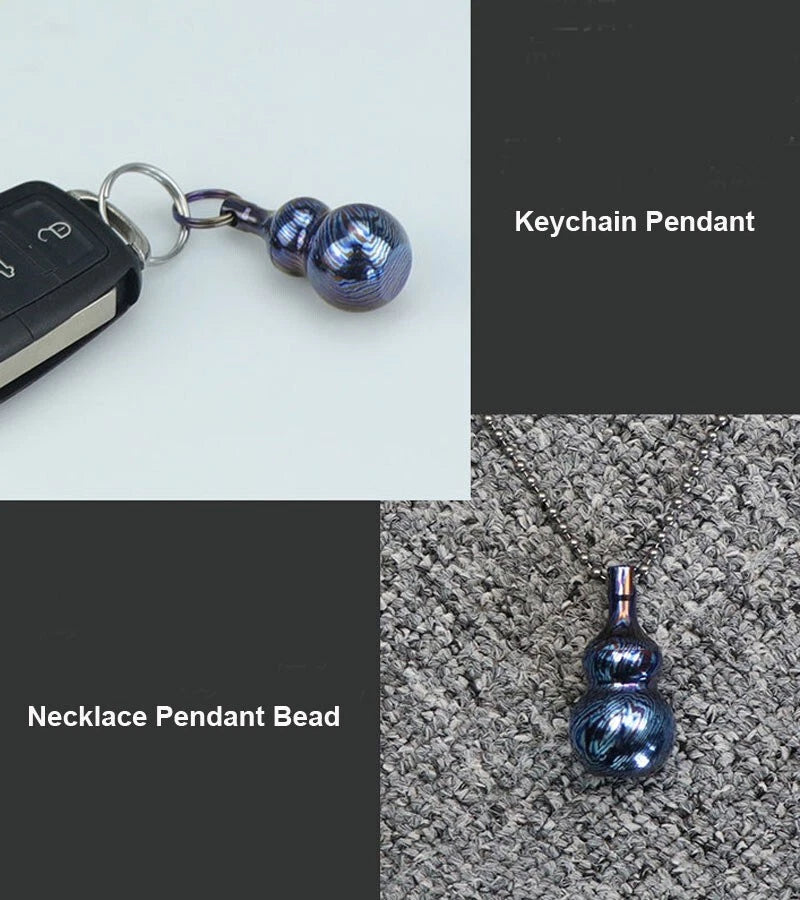 Titanium Timascus Waterproof Pill Container Gourd Box Keychain Pendant EDC 07FC0E-D4 - KOEEK