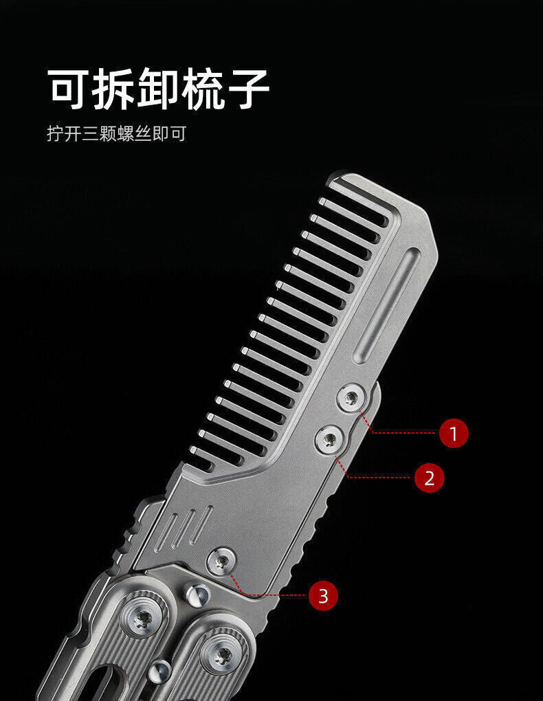 EDC Titanium Alloy Comb Hair Cutting Outdoor Activity Portable Standbys Tools 07FC0E-D4 - KOEEK