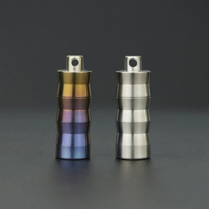 Titanium Waterproof Pill Box Organizer Container Case Storage Tank EDC Key chain 07FC0E-D4 - KOEEK