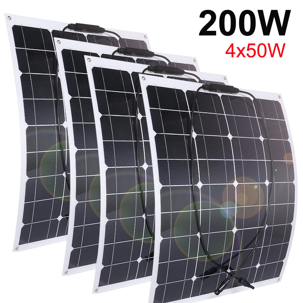 ny 200 watt fleksibelt solcellepanel 12 volt monokrystallinsk campingbil bobil båt hjem USA