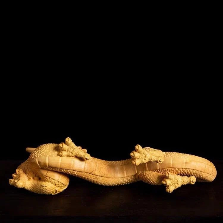 10cm Boxwood Zodiac Dragon Wood Carving Chinese Style Desk Decor 07FC0E-D4 - KOEEK