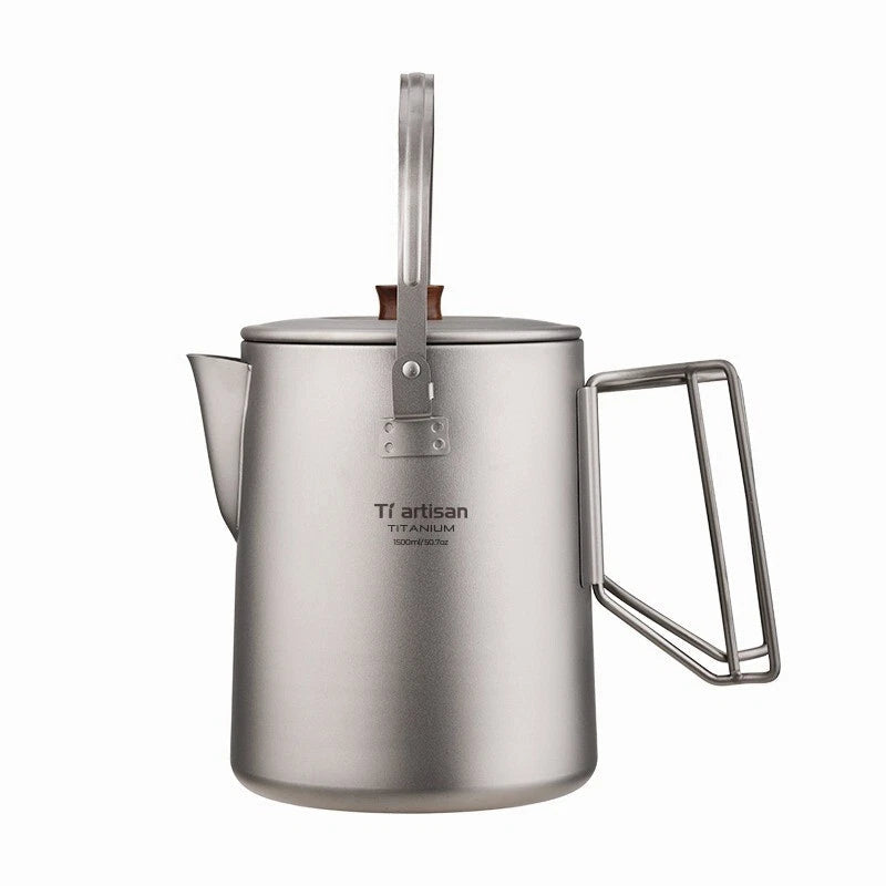 Outdoor Titanium Boiling Kettle 1.5L Large Capacity Coffee Pot Camping Portable 07FC0E-D4 - KOEEK