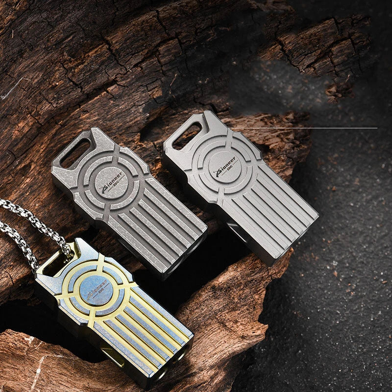 EDC titanium alloy lightweight dual tube outdoor portable survival whistle 07FC0E-D4 - KOEEK
