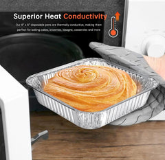 Pans-20 Pack 8x8 Square Disposable Pans, Heavy Duty Aluminum Roasting Trays 07FC0E-D4 - KOEEK
