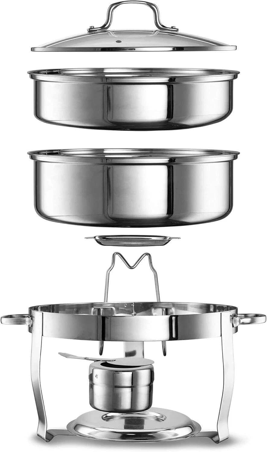 Heated Plate Set for Buffet, Catering Food Warmer, Stainless Steel, 4.5-Quart 07FC0E-D4 - KOEEK