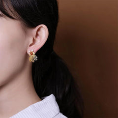 Natural Nan Hong Goldfish Earrings Fengshui Jade Earring 07FC0E-D4 - KOEEK