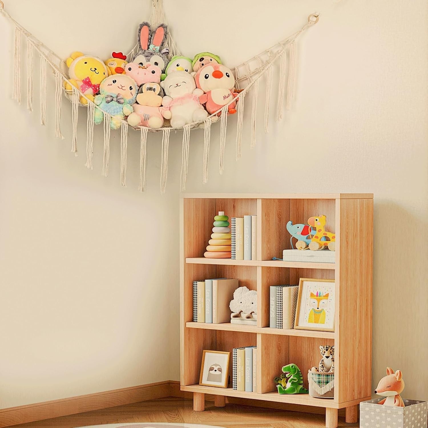 new Stuffed Animal Hammock Corner, Hand-Knitted Large Plushie Net Large, White