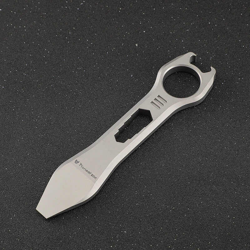 Titanium Pocket Pry Bar Crowbar Outdoor EDC Multi Tools Bottle Opener Wrench 07FC0E-D4 - KOEEK