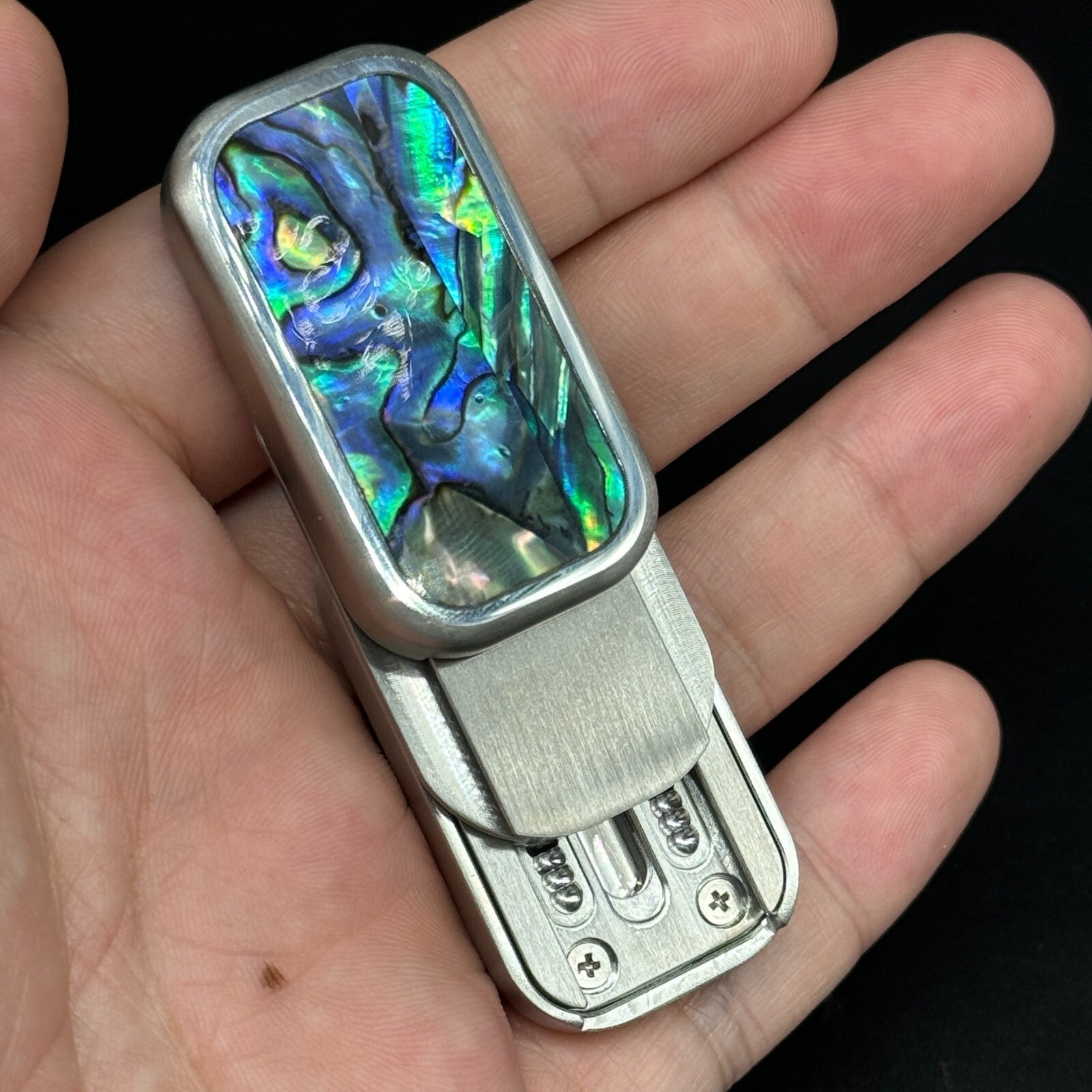 EDC Fine Fritillaria Fidget Toy Stainless Steel Three-layer Push Fidget Slider 07FC0E-D4 - KOEEK