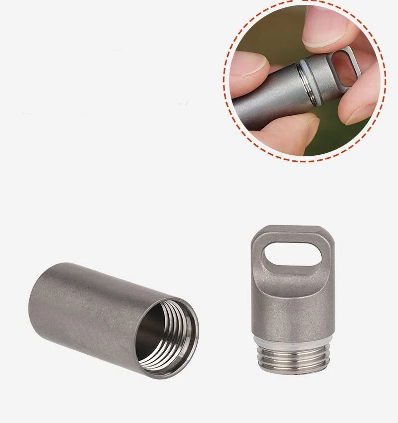 EDC Titanium Waterproof Box Sealed Storage Tank Portable Pill Container Keychain 07FC0E-D4 - KOEEK