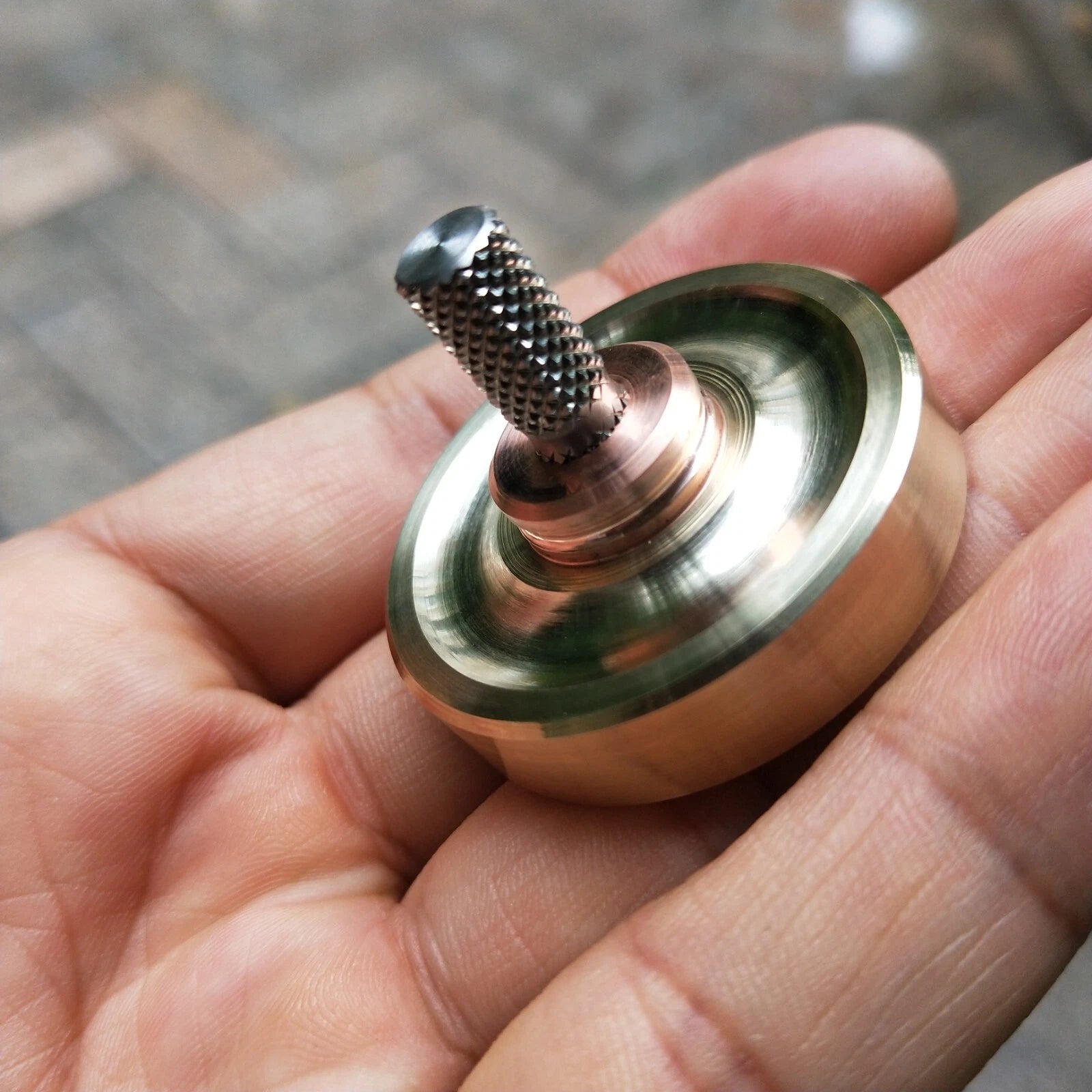 Brass Hand Twisting Spinning Top Handmade Gyro Gyroscope Spinner Toy 07FC0E-D4 - KOEEK