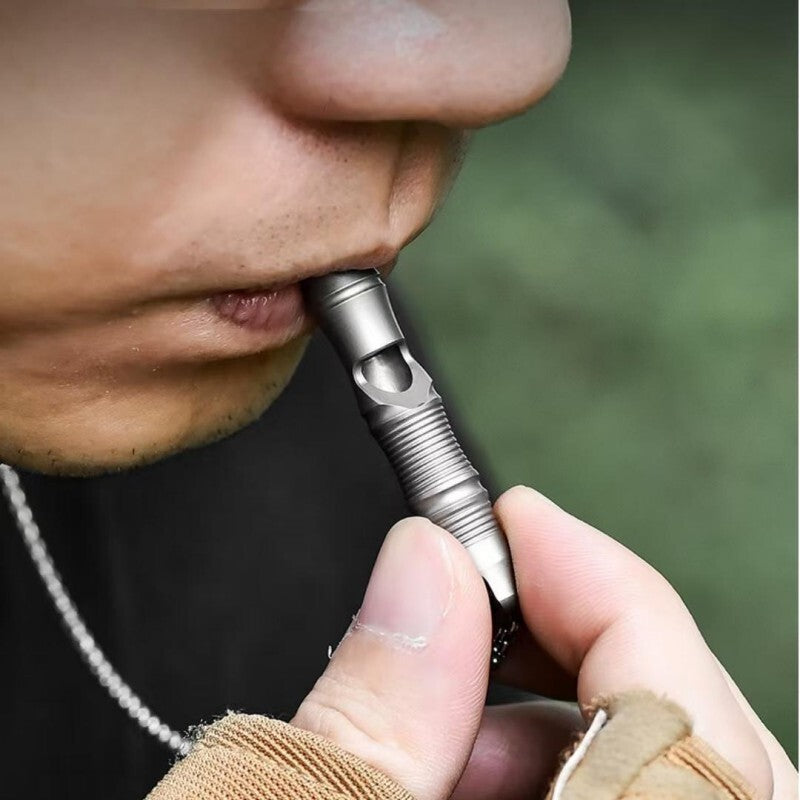 EDC Mini Titanium Emergency Whistle Survival Safety Whistle Outdoor Camping Gift 07FC0E-D4 - KOEEK