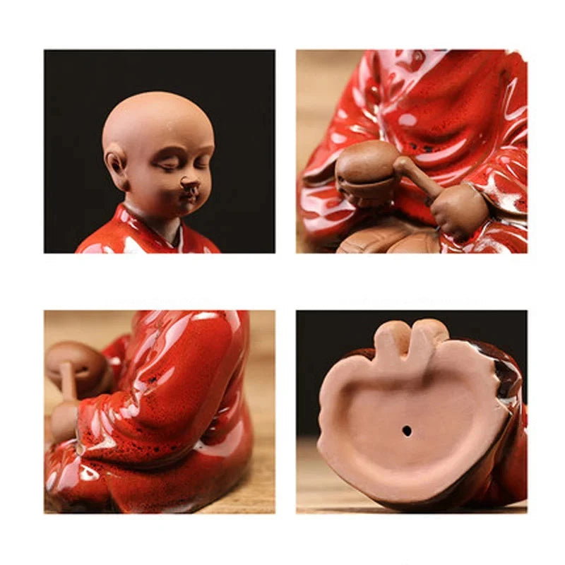 8.8cm Purple Clay Handmade Little Monk Zen Tea Pet Kung Fu Home Decoration 07FC0E-D4 - KOEEK