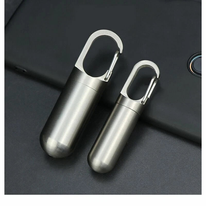 Titanium Keychain Waterproof Box Integrated Medicine Pill Box EDC Survival Boxes 07FC0E-D4 - KOEEK