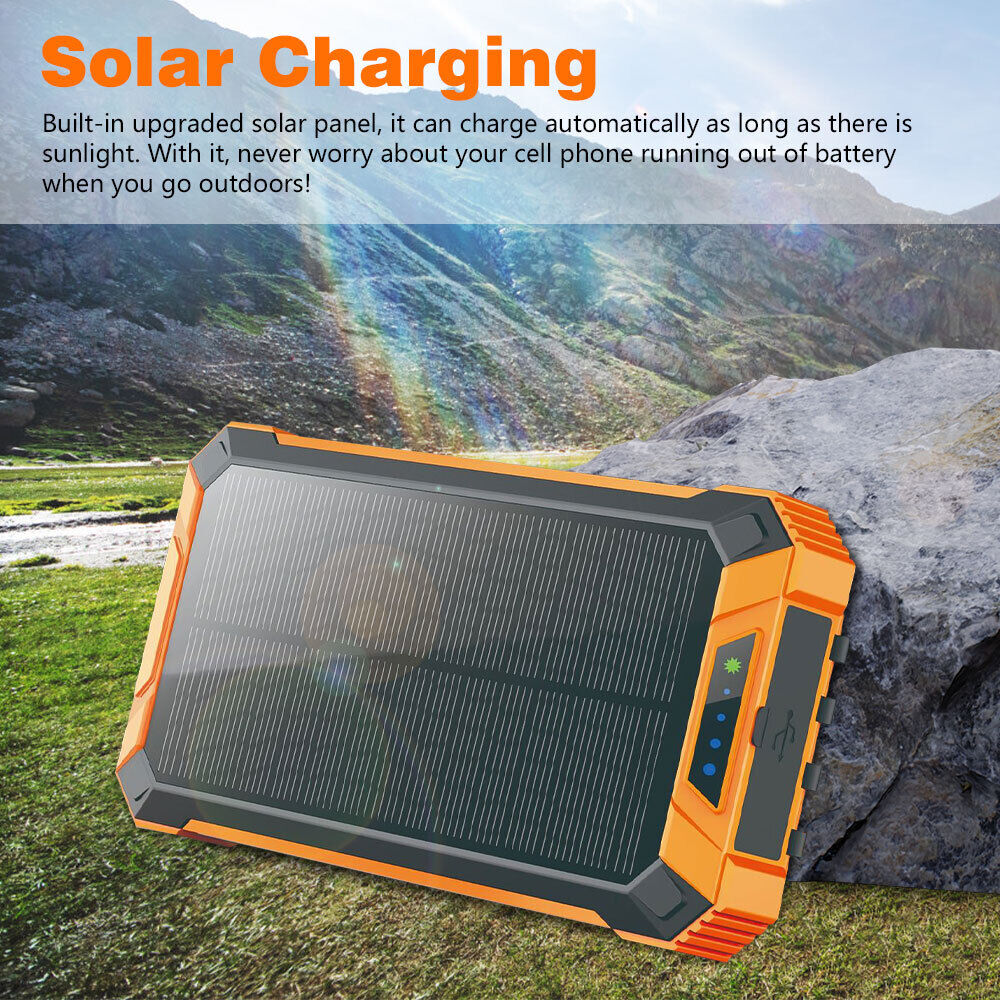 ny 36000mAh Solar Power Bank trådløs lader innebygd 4USB-kabel hurtiglading LED