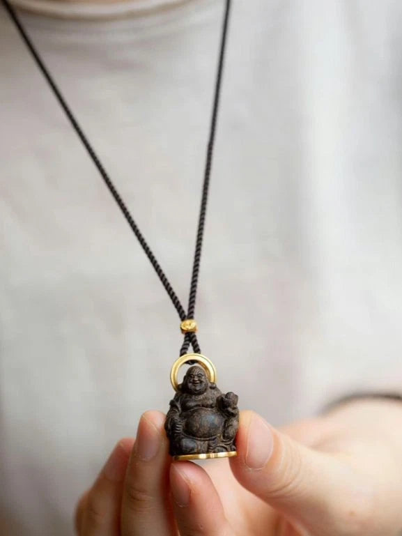 Copper Alloy Mini Buddha Amulet Pendant Necklace Chinese Style Vintage 07FC0E-D4 - KOEEK