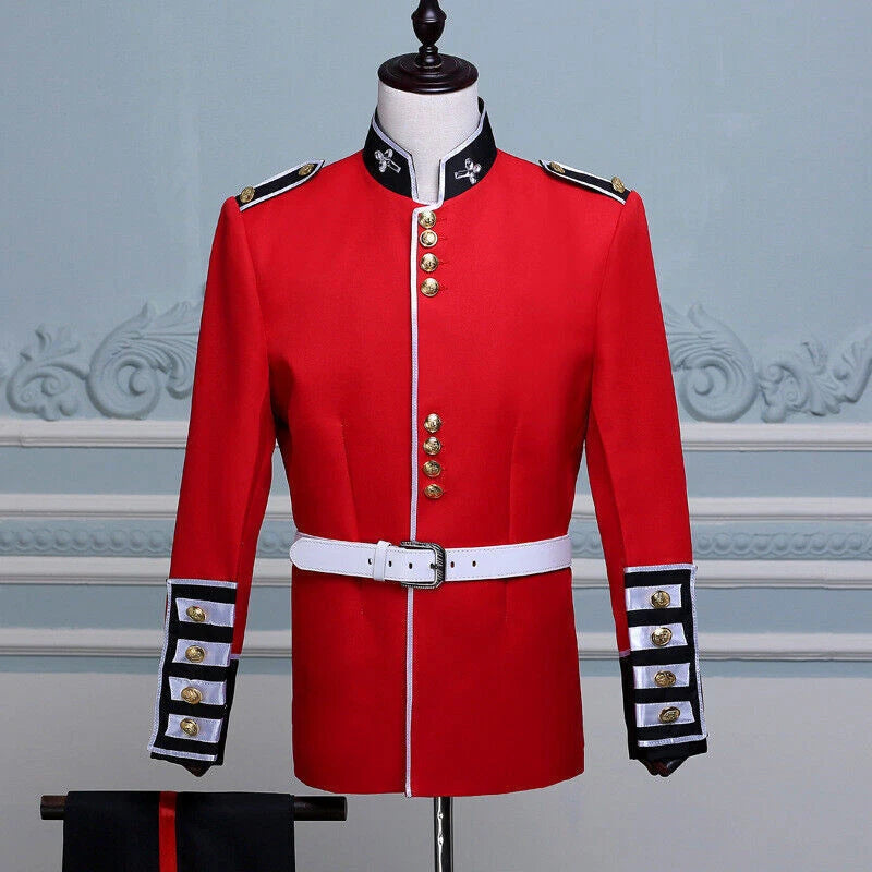 UK Royal Guard Clothing Red Military Uniform Hats Cosplay Men Palace Party Show 07FC0E-D4 - KOEEK