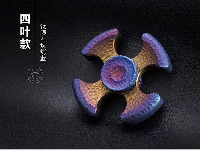 FEGVE Baked blue Aerolite Titanium EDC Four-Hand quadrangle Fidget Spinner Toy 07FC0E-D4 - KOEEK