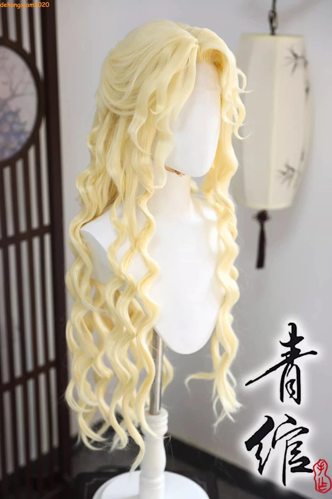 Women Identity Ⅴ Ada Mesmer  Skin Cosplay Wig Yellow Wig Curly Hair Handmade 07FC0E-D4 - KOEEK