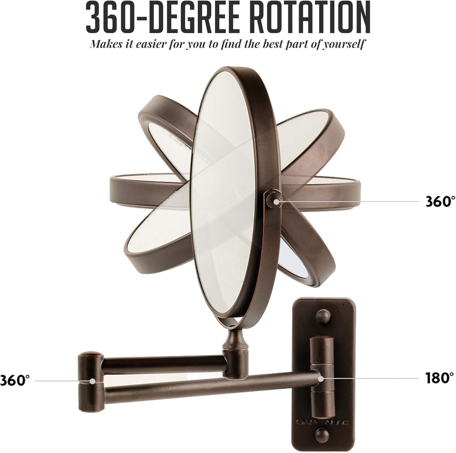 new OVENTE 7" Wall Mounted Makeup Mirror with 1X/7X 8.5"L x 6.8"W, Antique Bronze OVENTE - KOEEK