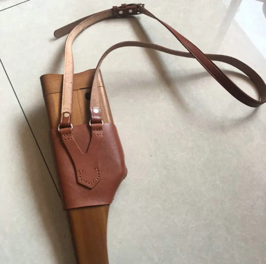 WW2 GERMAN Wooden Holster Leather Slanted Shoulder Belt for C96 Mauser Broomhand 07FC0E-D4 - KOEEK
