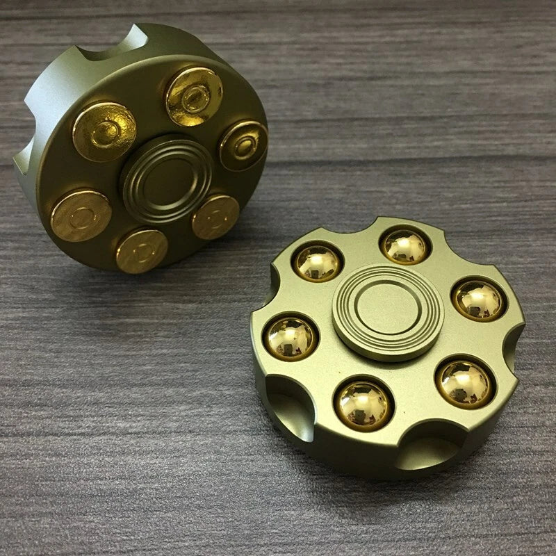 Brass Revolver Bullets Finger Spinner Spinning Top Fidget Pocket EDC Toy Gift 07FC0E-D4 - KOEEK