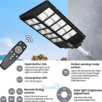 new 990000000000LM 1000W Watts Commercial Solar Street Light Parking Lot Road Lamp