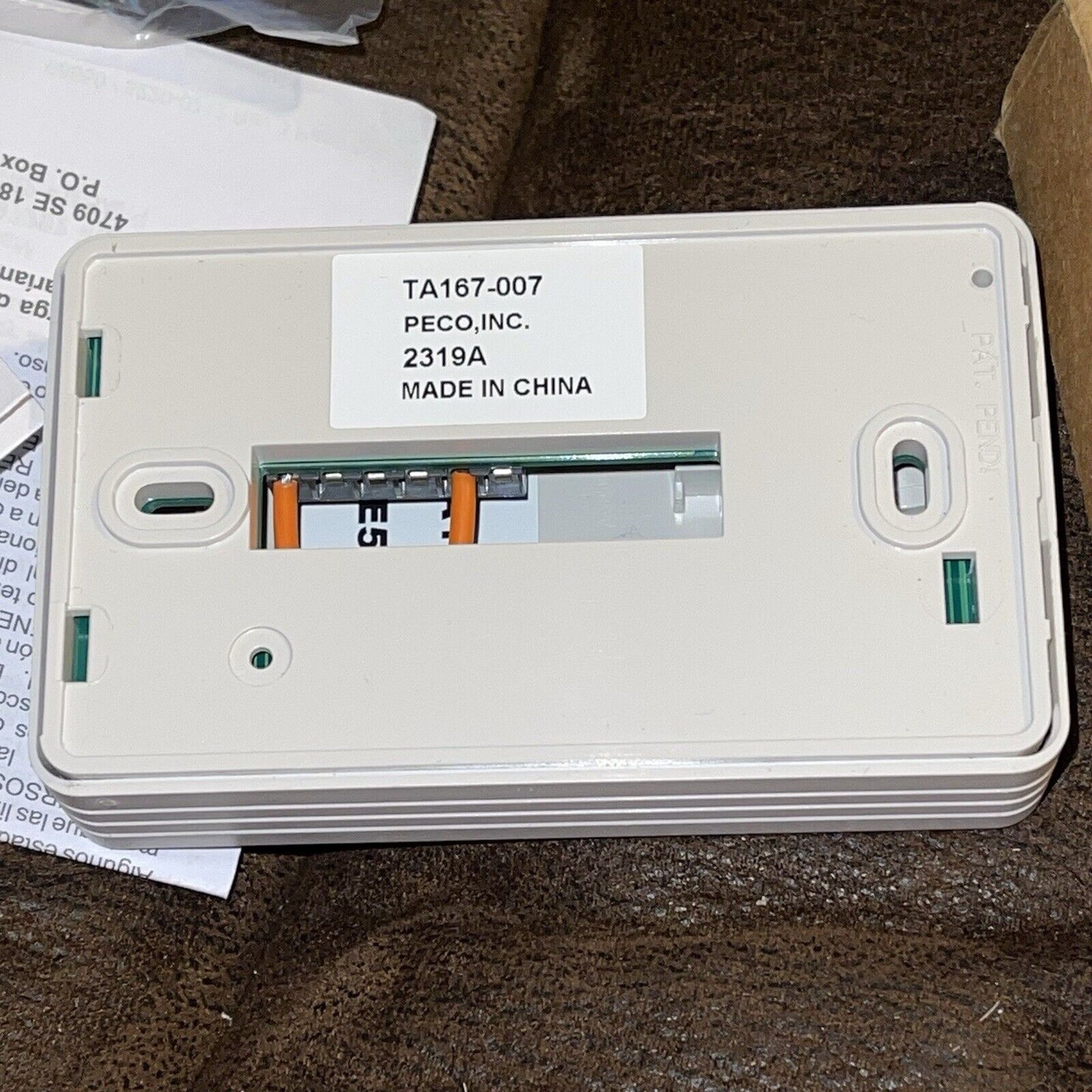 ny PECO Fan Coil Termostat Elektronisk Analog Ta167-007 Hvit