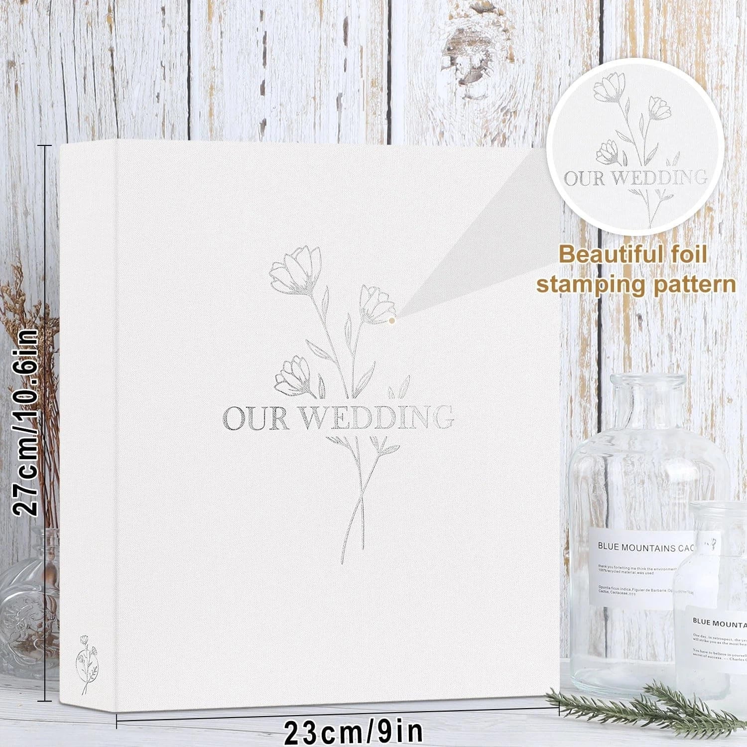 Wedding Photo Album 8x10, Each Pack holds 50 Pictures Slip in Pockets (White) 07FC0E-D4 - KOEEK
