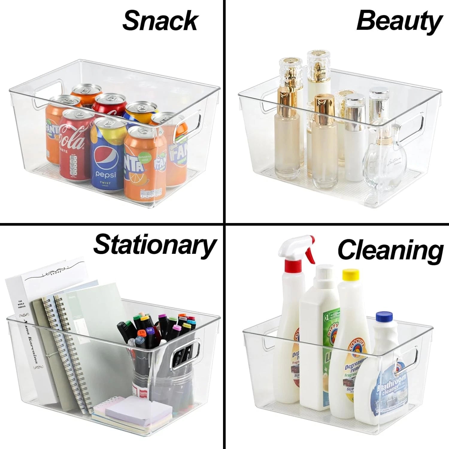 4 transparent storage boxes, suitable for organizing kitchen cabinets 07FC0E-D4 - KOEEK
