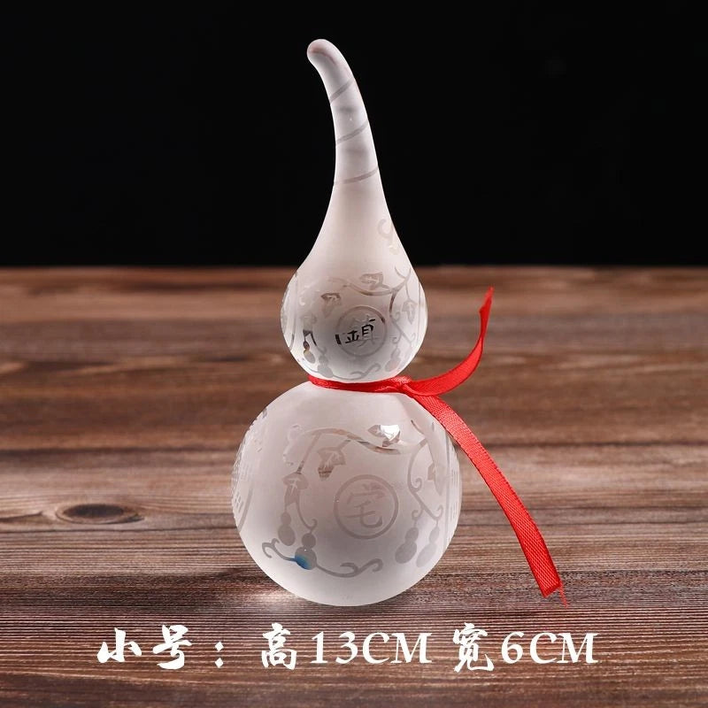 Clear Crystal Gourd Figurine Bagua Feng Shui Home Decor Housewarming Gift 07FC0E-D4 - KOEEK