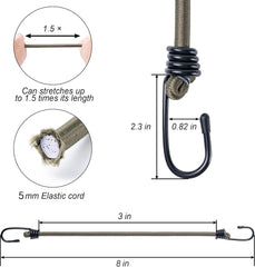 new 8inch Bungee Cords with Hooks,10Pcs Heavy Duty Extra Strong 8inch, Black 07FC0E-D4 - KOEEK
