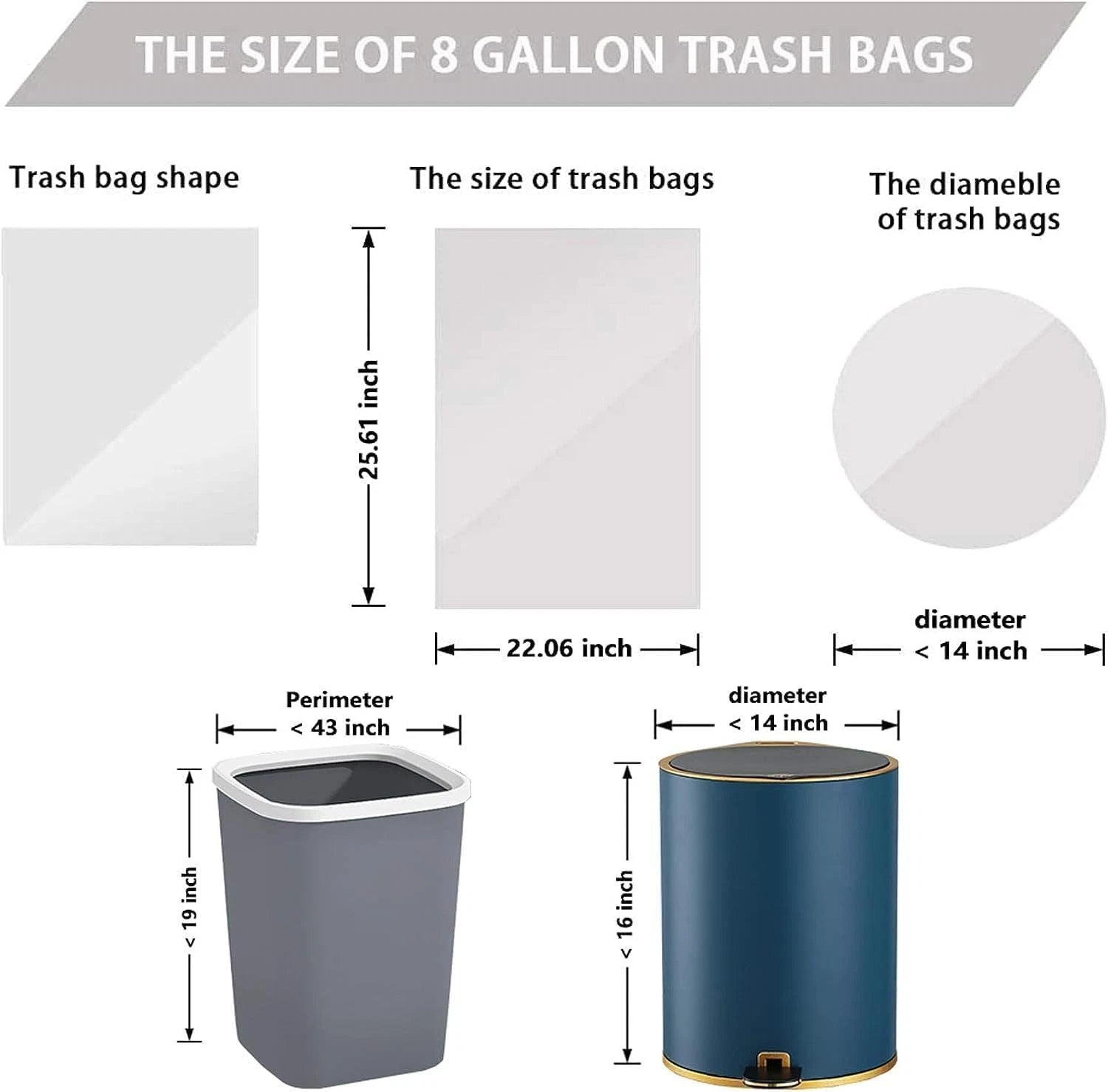 210 whitedrawstring garbage bags Thick garbage bags Suitable for office kitchens 07FC0E-D4 - KOEEK