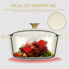 Enameled Cast Iron Dutch Oven - 5.5QT Pan with Lid Cookbook and Cotton Pan Mat 07FC0E-D4 - KOEEK