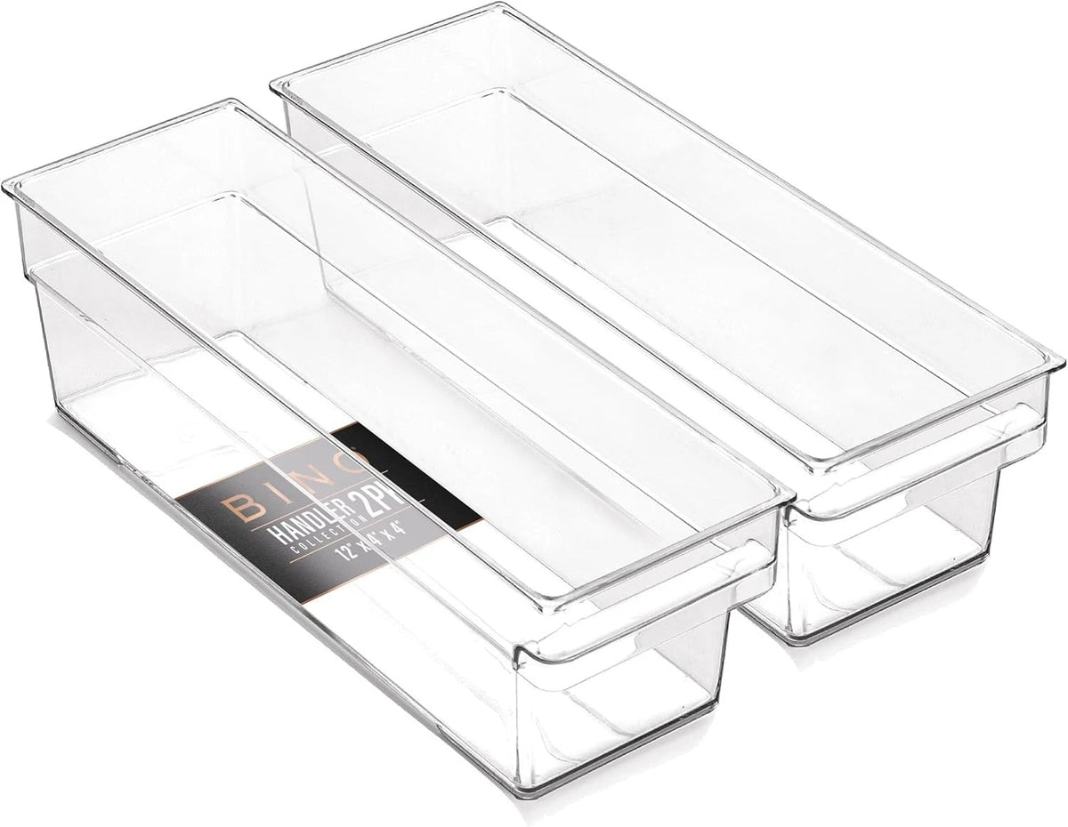 Plastic storage box, small -Shallow transparent container for household storage 07FC0E-D4 - KOEEK