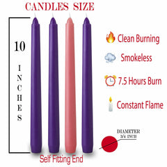 100 pcs Christmas Advent Taper Candles- 10-inch x 0.75 (3/4)inch-4pc per pack 07FC0E-D4 - KOEEK
