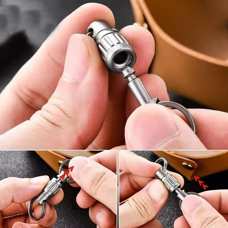 Titanium Quick Release Swivel Keychain EDC Car Key Holder with Double Key Rings 07FC0E-D4 - KOEEK