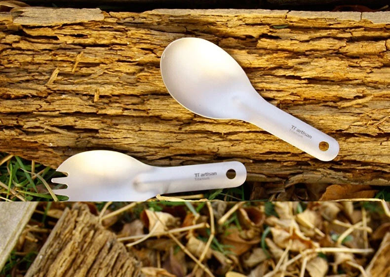 Titanium Spoon Spork Portable Ultralight Short Handle Camping Outdoor Tableware 07FC0E-D4 - KOEEK