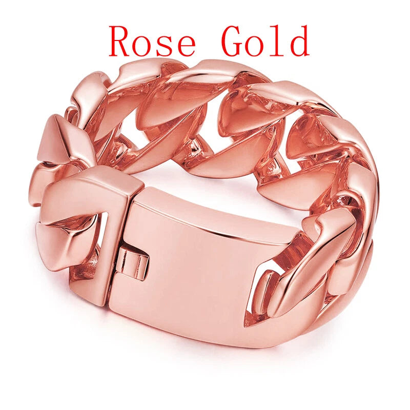 Gold Black 32mm Men Super Heavy Stainless Steel Bracelet Women Chain Bracelets 07FC0E-D4 - KOEEK