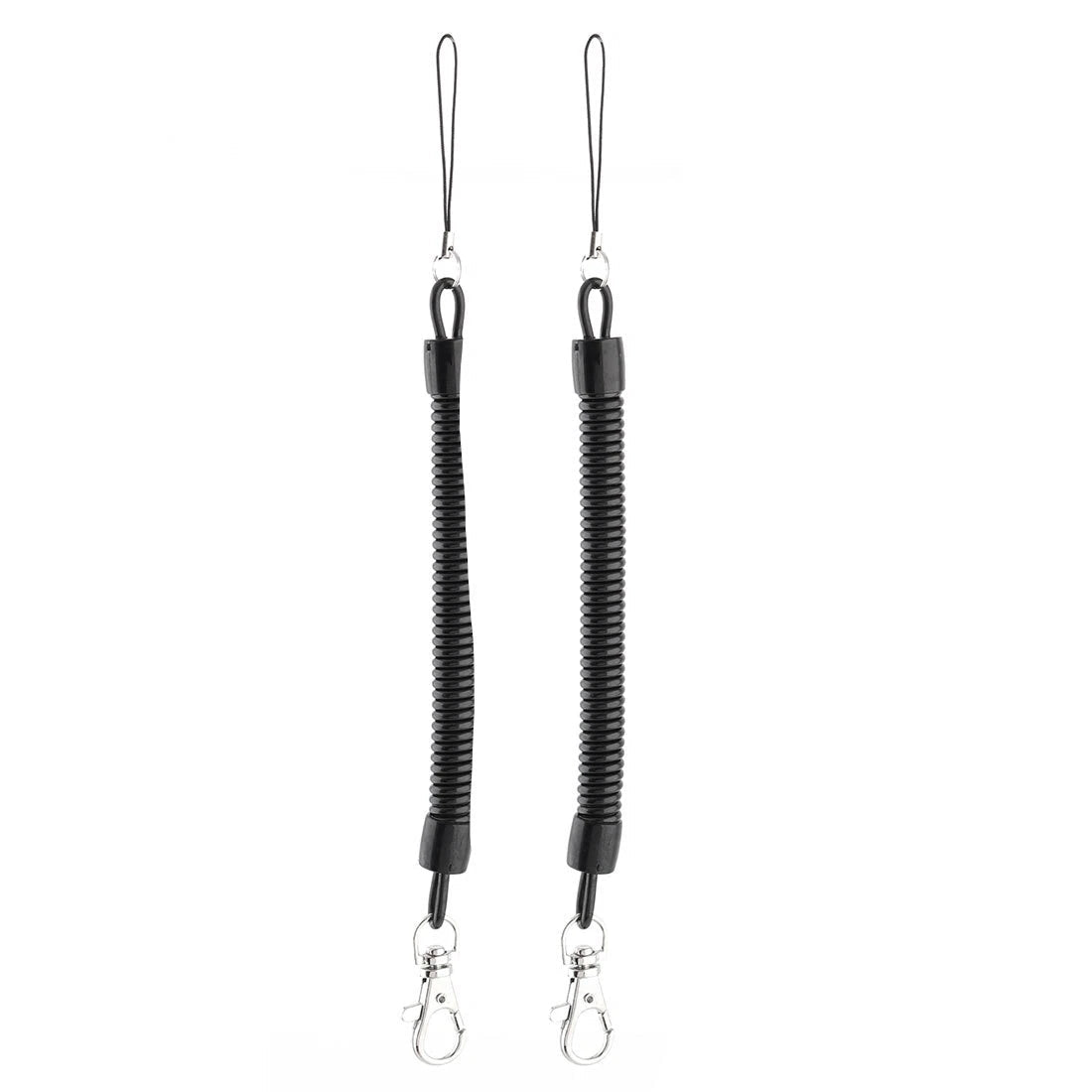 Plastic Flexible Spring Coil Cable Design Key Chain Strap Black 2pcs 07FC0E-D4 - KOEEK