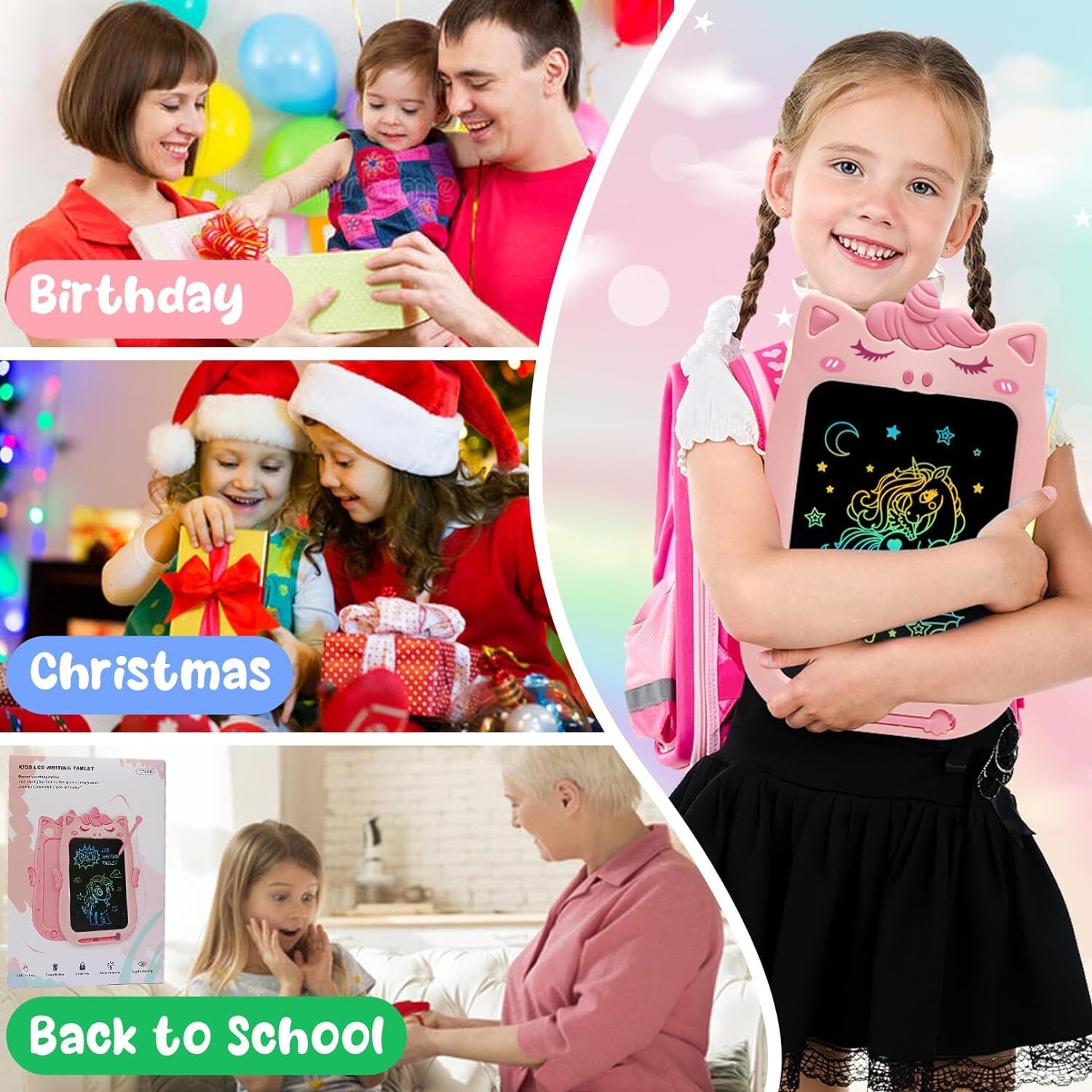 new Toys for 1 2 3 Year Old Girl Gifts,10IN LCD Writing Tablet Pink