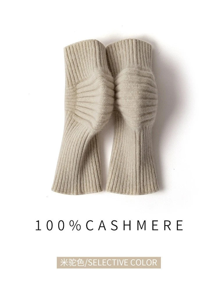 Unisex Mens Winter  Cashmere Khaki Knitted Knee Warmers Protection Pads 07FC0E-D4 - KOEEK