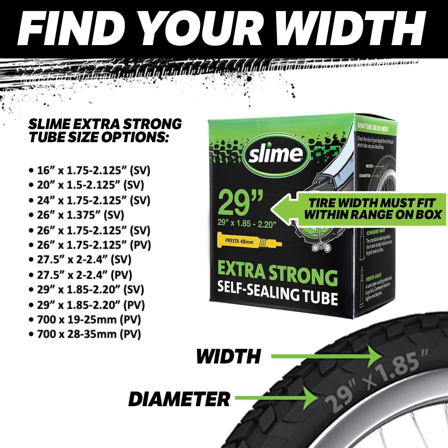 new Slime Bike Inner Tube with Puncture Sealant 16 x 1.75-2.125, Schrader SLIME - KOEEK