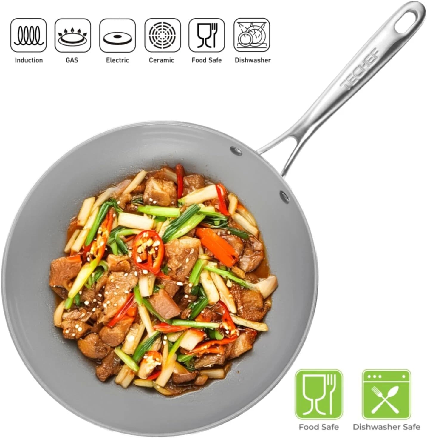 12-inch ceramic nonstick skillet/wok, (PTFE and PFOA free inside and out) 07FC0E-D4 - KOEEK