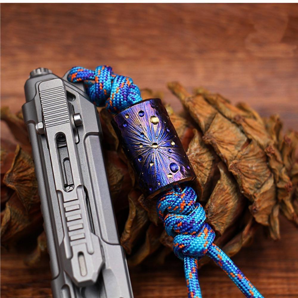Titanium Knife Lanyard Bead Paracord Necklace Pendant Bracelet Bead EDC Handmade 07FC0E-D4 - KOEEK