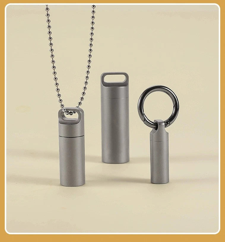 Titanium Pill Case Portable Keychain Waterproof Pill Holder Container Organizer 07FC0E-D4 - KOEEK
