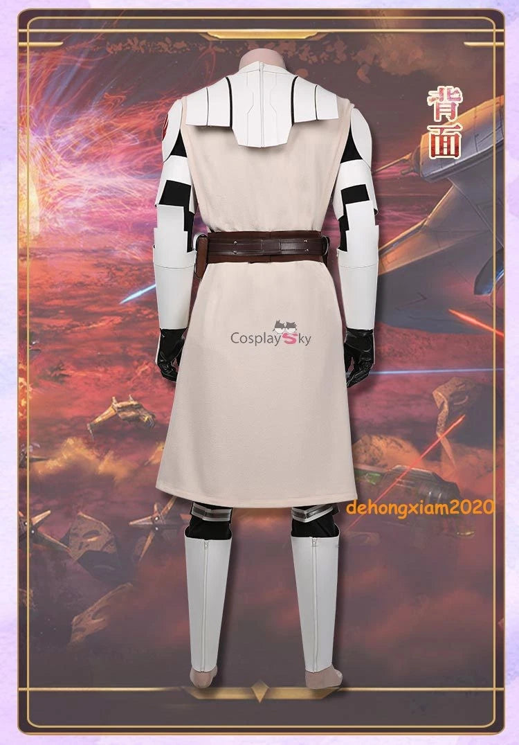 Star Wars The Clone Wars Obi Wan Kenobi Cosplay Costume Uniform Outfit Halloween 07FC0E-D4 - KOEEK