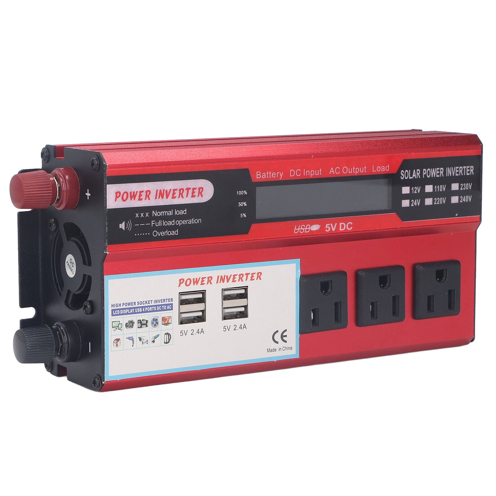 new 500W Car Sine  Inverter Kit With 3 AC110V US Sockets 4 USB Ports LCD Display koeek - KOEEK